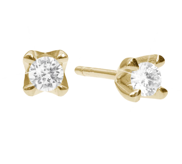 Aagaard\'s Ørestikker, 8k guld m/2x0,75ct Labgrown 