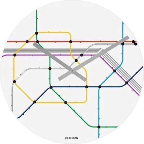 Metro Map, hvidt glas vægur fra Karlsson, KA5374