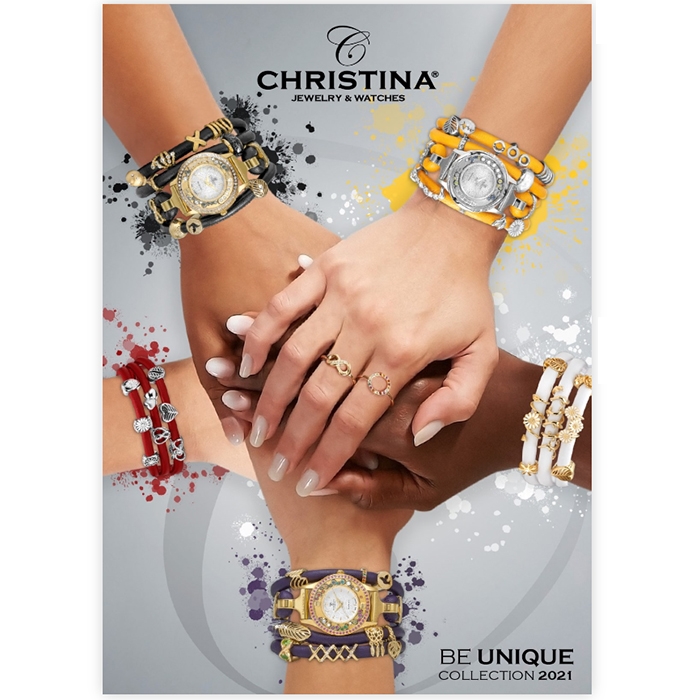 601-30BLUE, Sølv, guld, og sort Blå 30 cm læder armbånd 6 mm charms fra Christina Jewelry & Watches