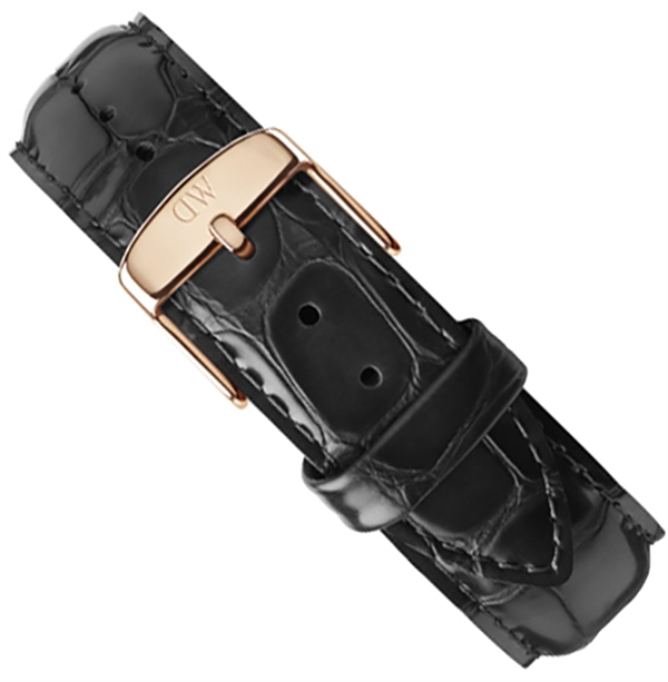 Daniel Wellington sort læderurem - CLASSIC READING - 20 mm med rosaforgyldt spænde