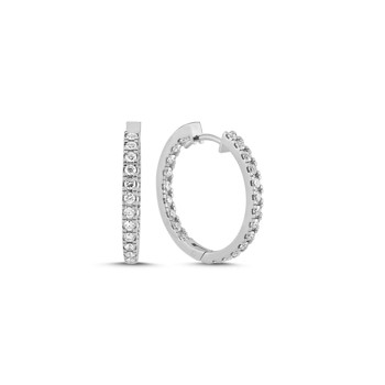 14 kt hvidguld ørecreoler, Diamond creols serien fra Nuran med ialt 0,84 ct diamanter