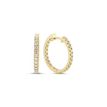 14 kt guld ørecreoler, Diamond creols serien fra Nuran med ialt 0,84 ct diamanter