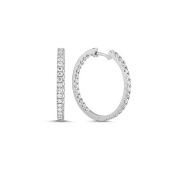 14 kt hvidguld ørecreoler, Diamond creols serien fra Nuran med ialt 1,12 ct diamanter