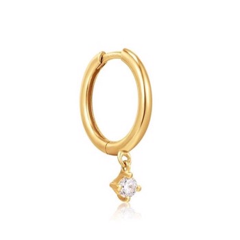 ANIA HAIE Natural Diamond Drop Huggie Hoop, 14 kt guld øreringe