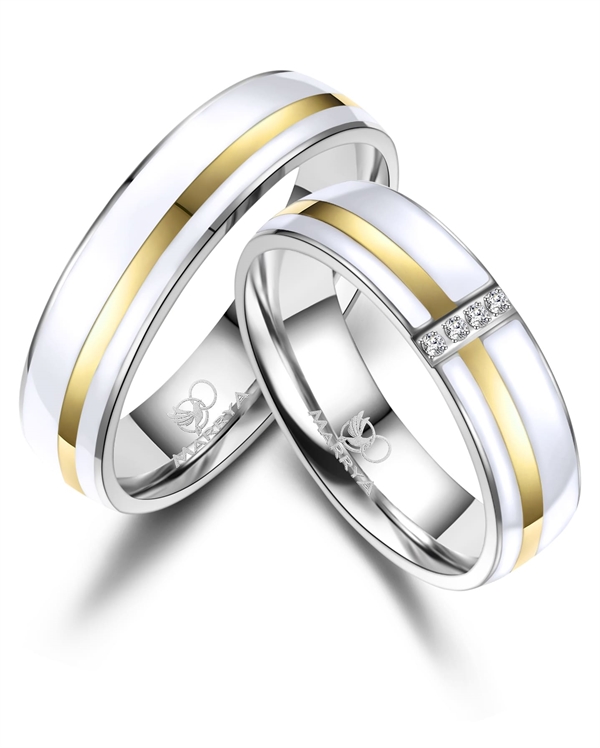  Marrya Vielsesringe med 4 x hvid Zirkonia fra Houmann