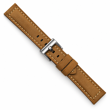 Marina cognac nubuck urrem med hvide syninger fra Fluco, 20-24 mm fra Søgaard