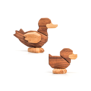 Fablewood Sæt - And og Ælling - Træfigur sammensat med magneter