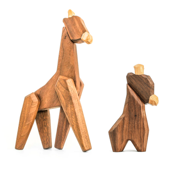 Fablewood Sæt - Giraf og Unge - Træfigur sammensat med magneter
