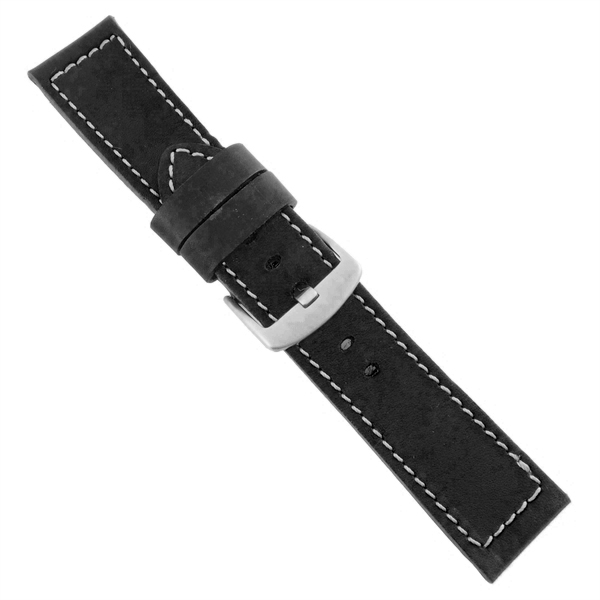Fluco massiv sort kalveskinds urrem i bredder fra 20-26 mm, 193 mm lang, her 18 mm fra Søgaard