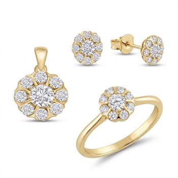14 kt guld smykkesæt, Florea serien fra Houmann med ialt 0,75 ct Diamant