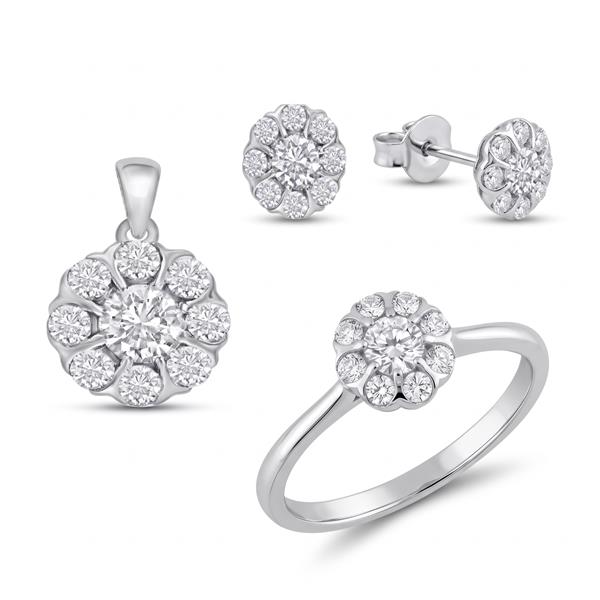 14 kt hvidguld smykkesæt, Florea serien fra Houmann med ialt 0,75 ct Diamant