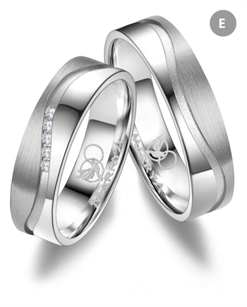 8 karat Marrya Vielsesringe med 5 x hvid Diamanter fra Houmann