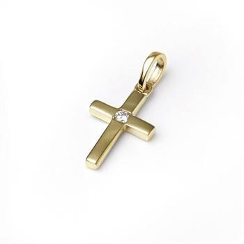 blank guld vedhæng Cross med blank overflade fra Guld & Sølv design