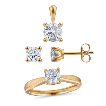 14 kt guld smykkesæt, Luxury Solitaire serien fra Siersbøl med ialt 1,50 ct Labgrown diamant