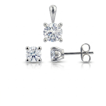 14 kt hvidguld smykkesæt, Luxury Solitaire serien fra Siersbøl med ialt 1,00 ct Labgrown diamant