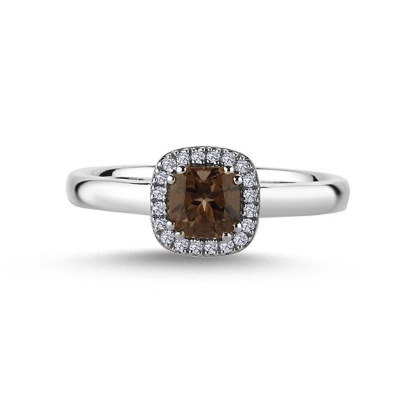 14 kt hvidguld ring, Grace serien fra Nuran med Røg topas og ialt 0,12 ct diamanter