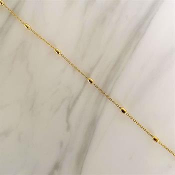 Guld & Sølv Design forgyldt ankelkæde med kugler 24+3 cm