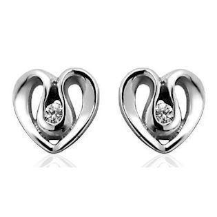 Hjerte ørestikker i sølv med zirkonia, L_G102094