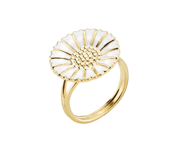 18 mm Marguerit fingerring i forgyldt 925 sølv m/ hvid emalje fra Lund Copenhagen. Kun str 59 