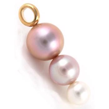 Sjældent set perle vedhæng med tre perler og 18 karat øsken