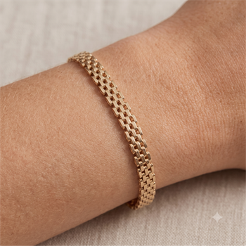 Murstens 14 karat massivt guld armbånd, 18½ cm og 5 rækker (5,0 mm)