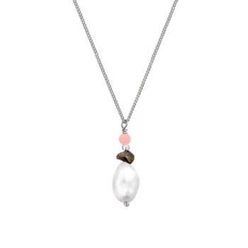 Alva Smuk sølv halskæde med perler og sten fra danske WiOGA