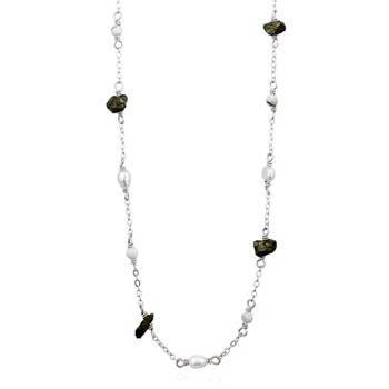 Ophelia, Smuk sølv halskæde med rå smykkesten og fine perler fra danske WiOGA