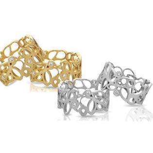 1 par 14 karat hjerte vielsesringe med 5 x 0,02 ct diamanter i hver