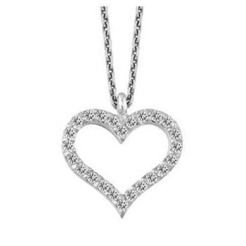 Smukt 14 karat hvidgulds hjerte med 24 stk diamanter