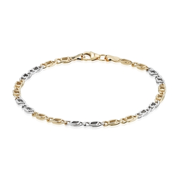 Ocean 3, 14 karat 2 farvet guld armbånd, 3,5 mm - 17-21 cm