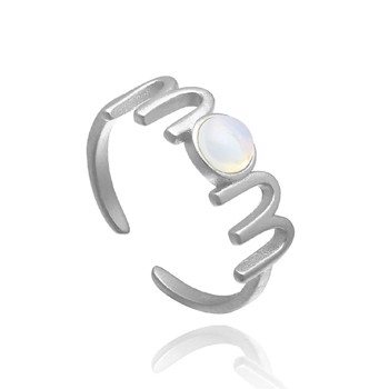 Malou Mom Smuk sølv ring med MOM og flot opal fra danske WiOGA