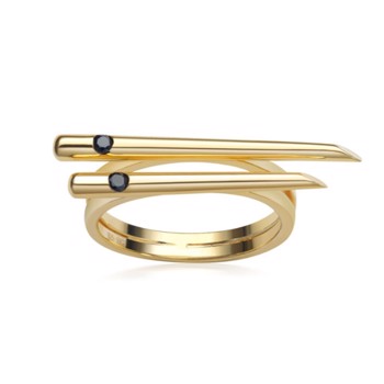 295 sterling sølv Chopstick fingerring med forgyldt overfalde fra East Copenhagen Jewellery, KUN str. 52