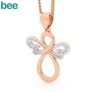 Bee Jewelry Angel 9 karat blank rosaguld med diamanter, model 65599