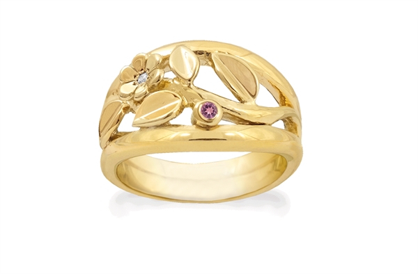 Forgyldt ring - Leaf Vine