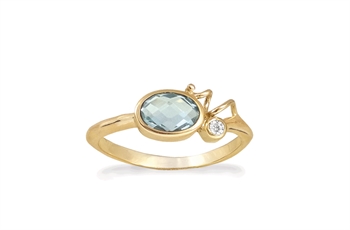 Guld ring - Blue Blush