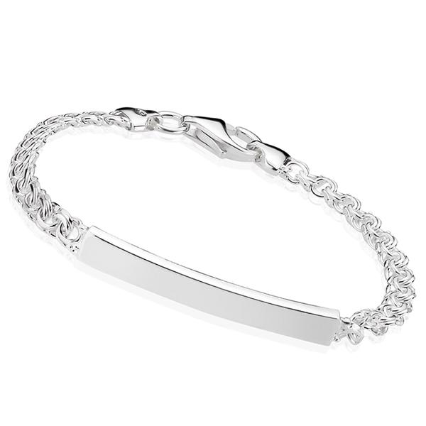 Bismark (barne) armbånd i sterling sølv fra BNH, 3,5 mm bredt og 14 cm langt med plade