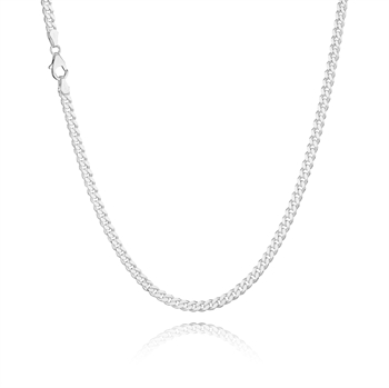 Panser Facet 925 sterling sølv halskæde, 50 cm og tråd 1,25 mm / bredde 4,6 mm