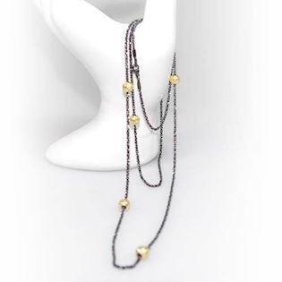sølv Diamond Cut & Starlight Beads Halskæde forgyldt/ sort rhodineret fra San Design