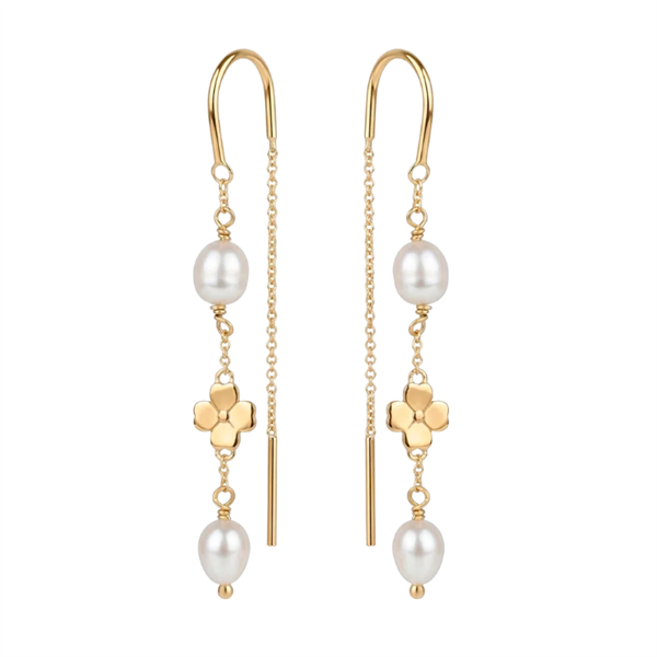 Christina Jewelry & Watches\'s Clover and Pearl ørehænger forgyldt sølv