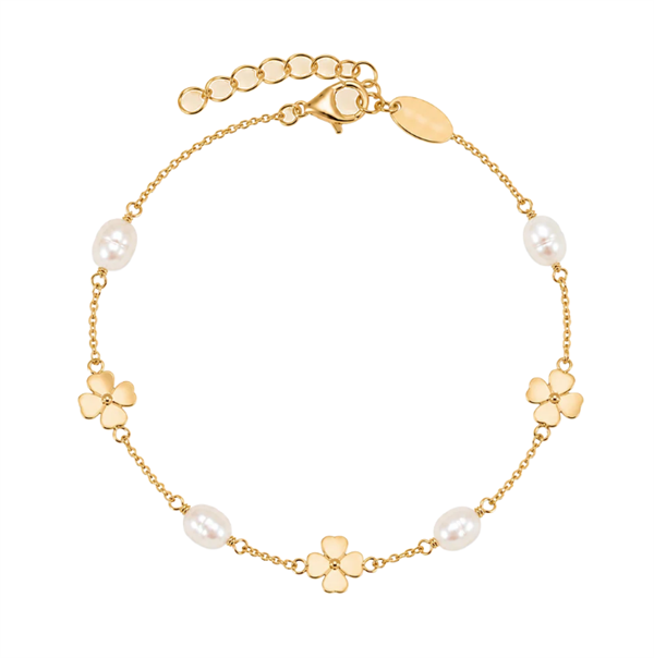 Christina Jewelry & Watches\'s Clover and Pearl forgyldt sølv armbånd