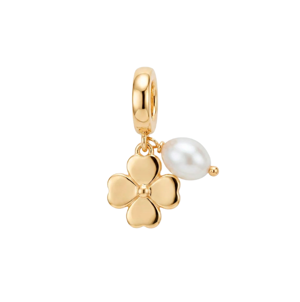 Christina Jewelry & Watches\'s Clover and Pearl charm 6 mm forgyldt søl