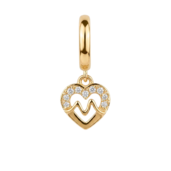 Christina Jewelry & Watches Beating Heart charm i forgyldt sølv 6 mm