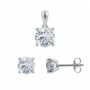 14 kt hvidguld smykkesæt, Luxury Solitaire serien fra Siersbøl med ialt 2,00 ct Labgrown diamant