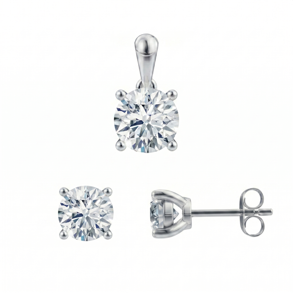 14 kt hvidguld smykkesæt, Luxury Solitaire serien fra Siersbøl med ialt 2,00 ct Labgrown diamant