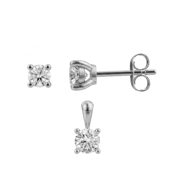 14 kt hvidguld smykkesæt, Luxury Solitaire serien fra Siersbøl med ialt 0,50 ct Labgrown diamant