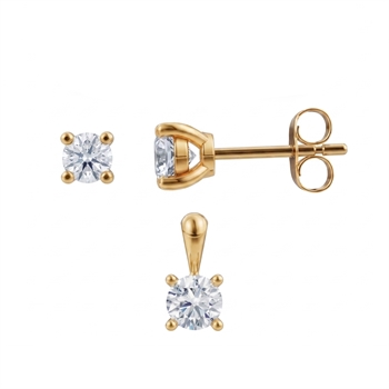 14 kt guld smykkesæt, Luxury Solitaire serien fra Siersbøl med ialt 0,50 ct Labgrown diamant