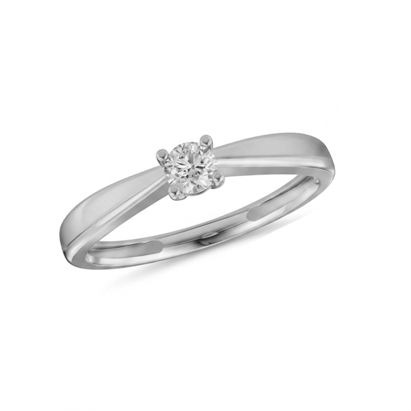 14 kt hvidguld ring, Luxury Solitaire serien fra Siersbøl med ialt 0,25 ct Labgrown diamant