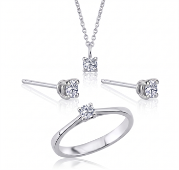 14 kt hvidguld smykkesæt, The One serien fra Nuran med ialt 0,72 ct Diamant