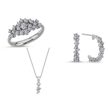 14 kt hvidguld smykkesæt, Twinkle serien fra Nuran med ialt 1,28 ct diamanter