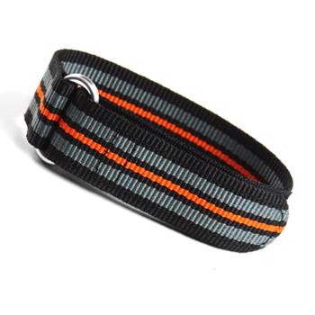 Velcro urrem i Sort, Grå og orange i bredderne 18-24 mm med sølv spænde